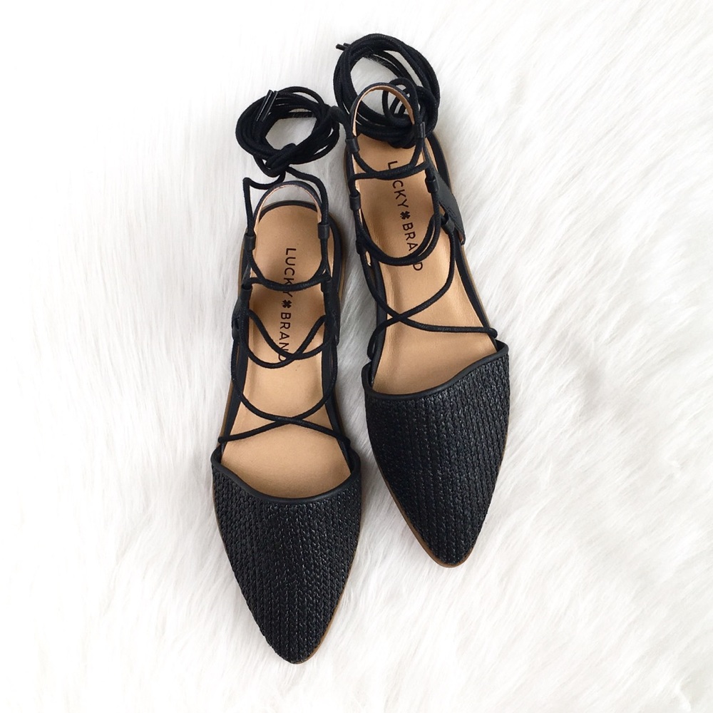 Lucky Brand | woven d’orsay laceup wraptie flats